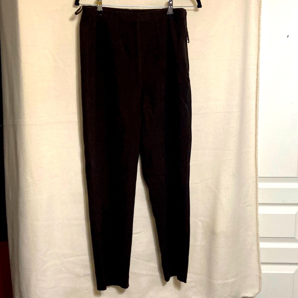 Dark brown slacks.